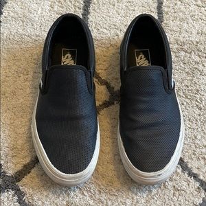 Black Leather Slip on Vans